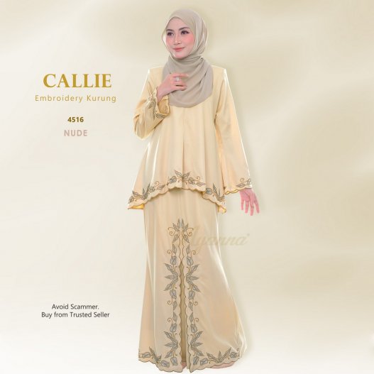 Callie Embroidery Kurung 4516 (Nude)