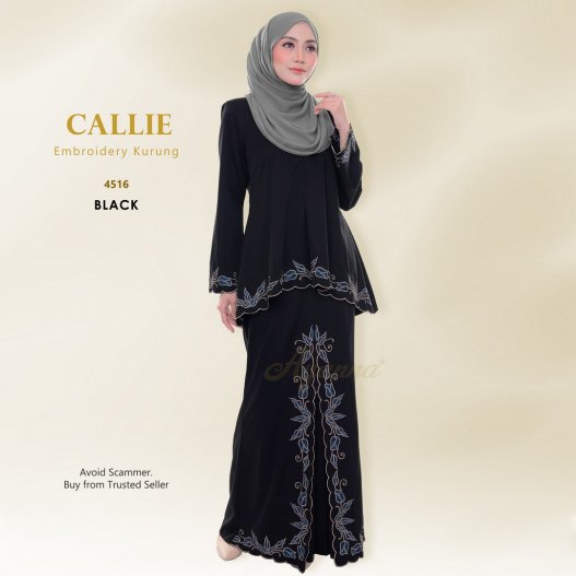 Callie Embroidery Kurung 4516 (Black)
