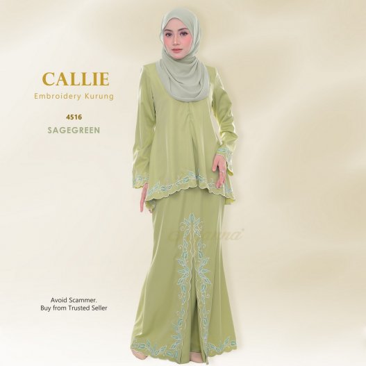 Callie Embroidery Kurung 4516 (SageGreen)